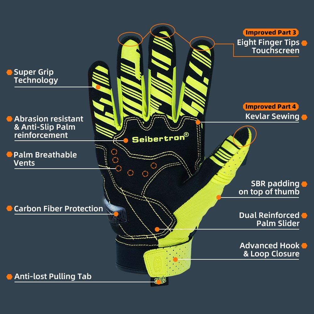 Farbe: Gelb | Seibertron SPS2 Plus Sommer-Motorradhandschuhe mit Kohlefaser-Knochenschutz Bild 45