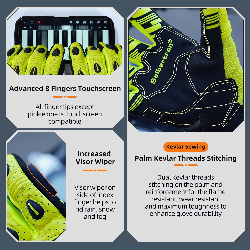 Farbe: Gelb | Seibertron SPS2 Plus Sommer-Motorradhandschuhe mit Kohlefaser-Knochenschutz Bild 46