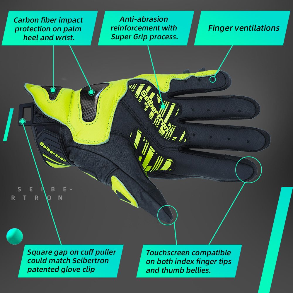 color:FL Yellow | Seibertron SPS-3 motorcycle riding gloves for BMX ATV MTB and road riding image 15