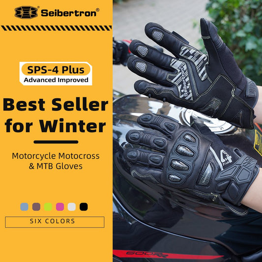 color:Black | Seibertron SPS-4 Plus 3M Thinsulate winter leather motorcycle gloves image 01