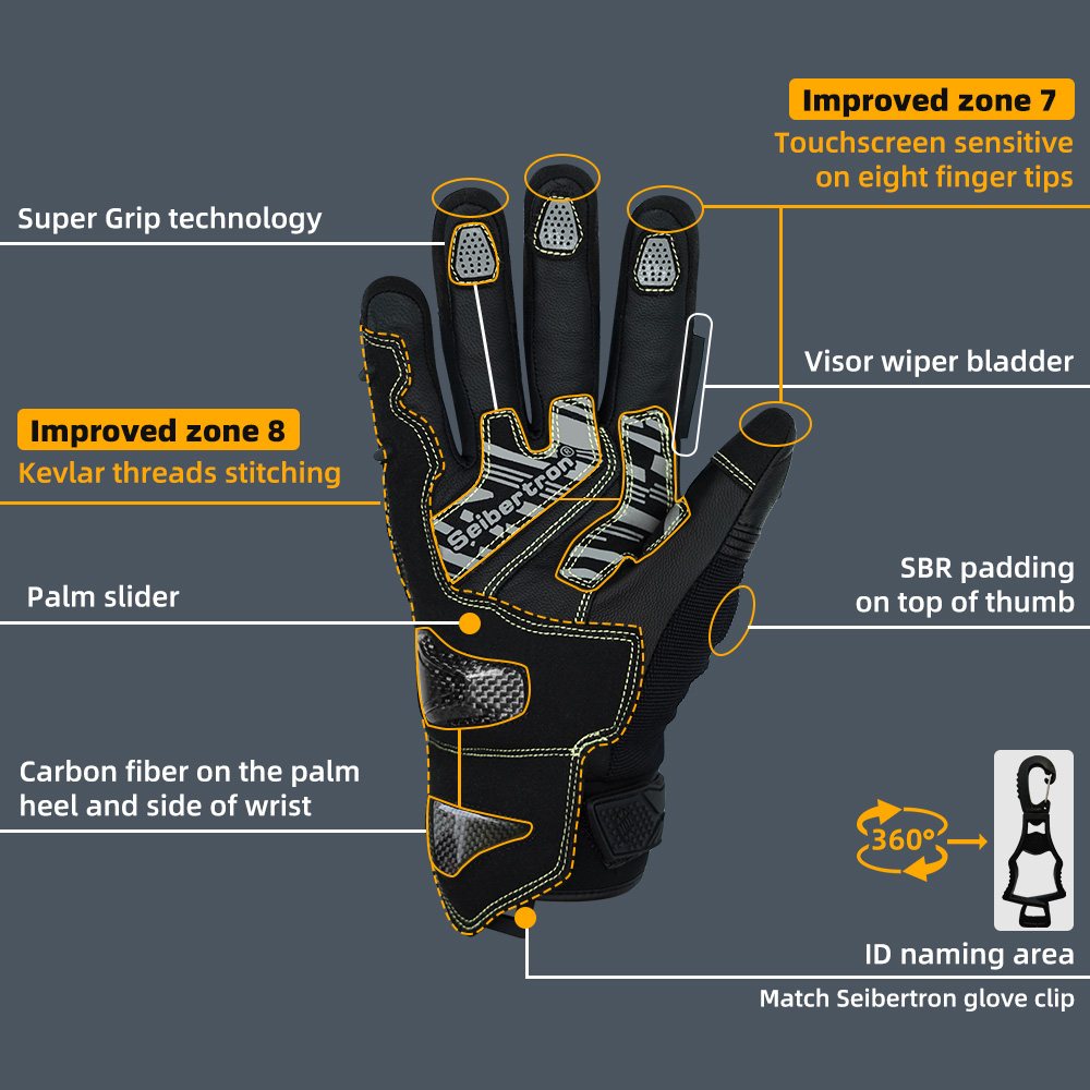 Farbe: Schwarz | Seibertron SPS-4 Plus 3M Thinsulate Winter-Leder-Motorradhandschuhe – Bild 03