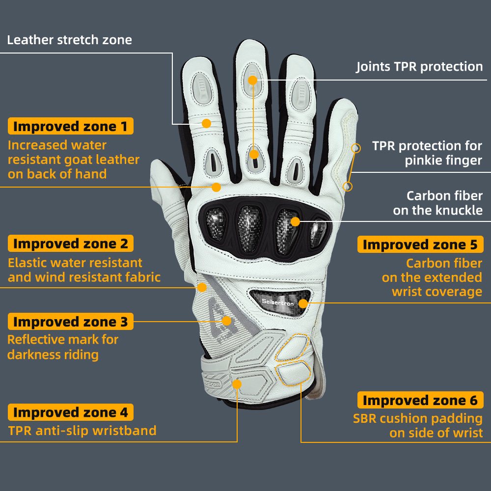 Farbe: Weiß | Seibertron SPS-4 Plus 3M Thinsulate Winter-Leder-Motorradhandschuhe – Bild 06