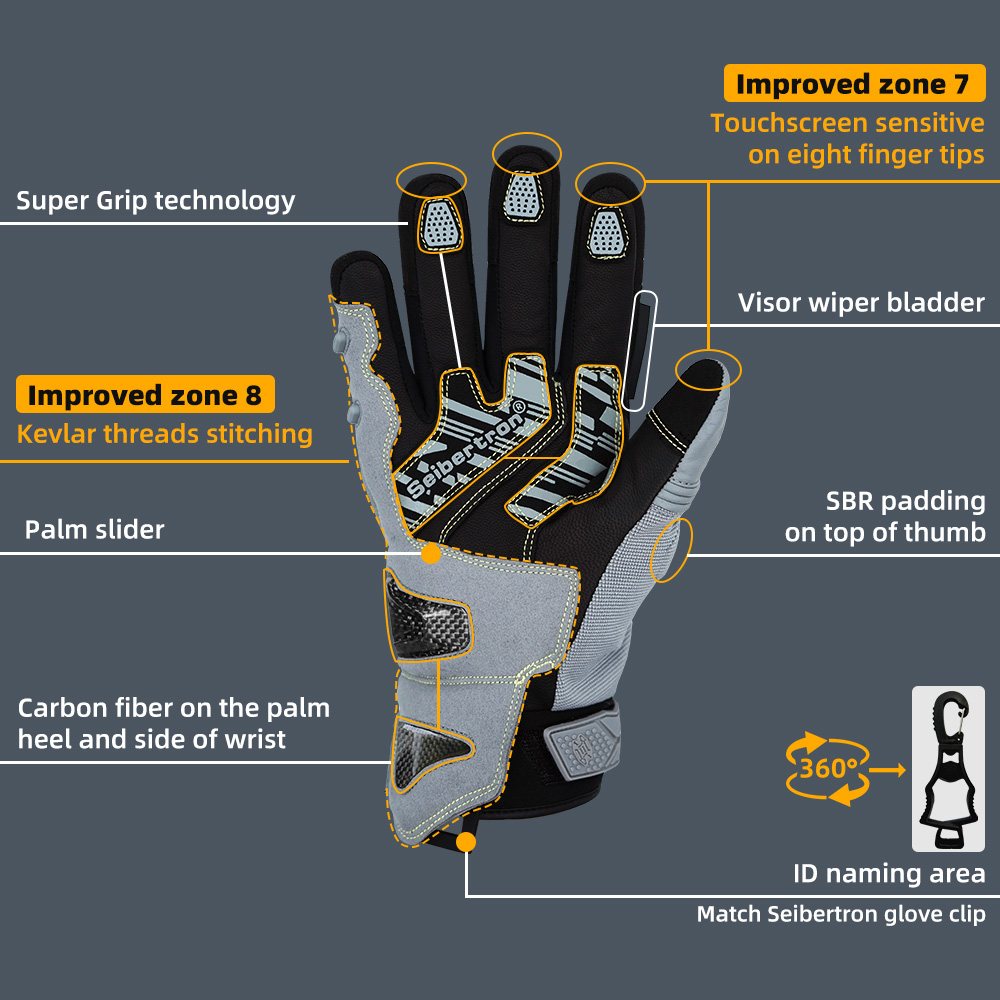 Farbe: Grau | Seibertron SPS-4 Plus 3M Thinsulate Winter-Leder-Motorradhandschuhe Bild 15