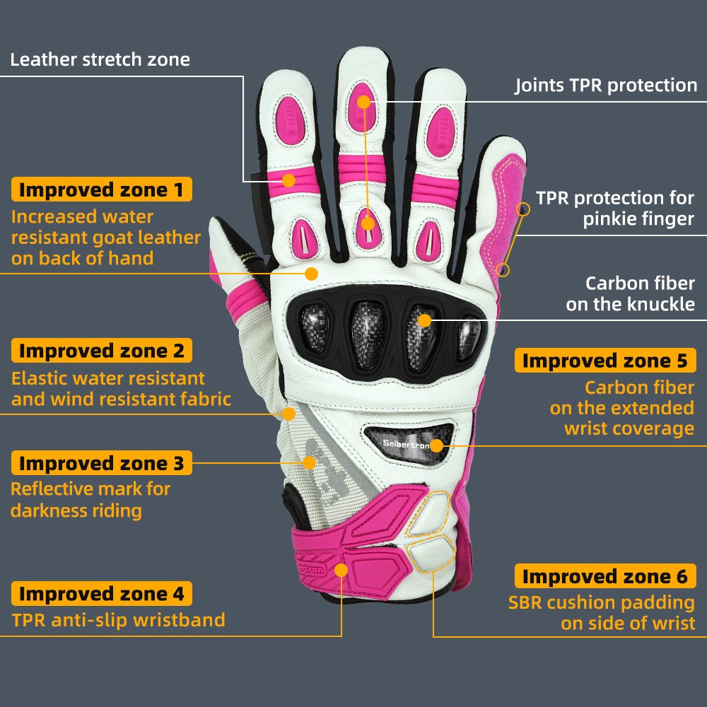 Farbe: Pink | Seibertron SPS-4 Plus 3M Thinsulate Winter-Leder-Motorradhandschuhe Bild 18