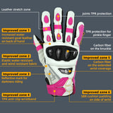 color:Pink | Seibertron SPS-4 Plus 3M Thinsulate winter leather motorcycle gloves image 18