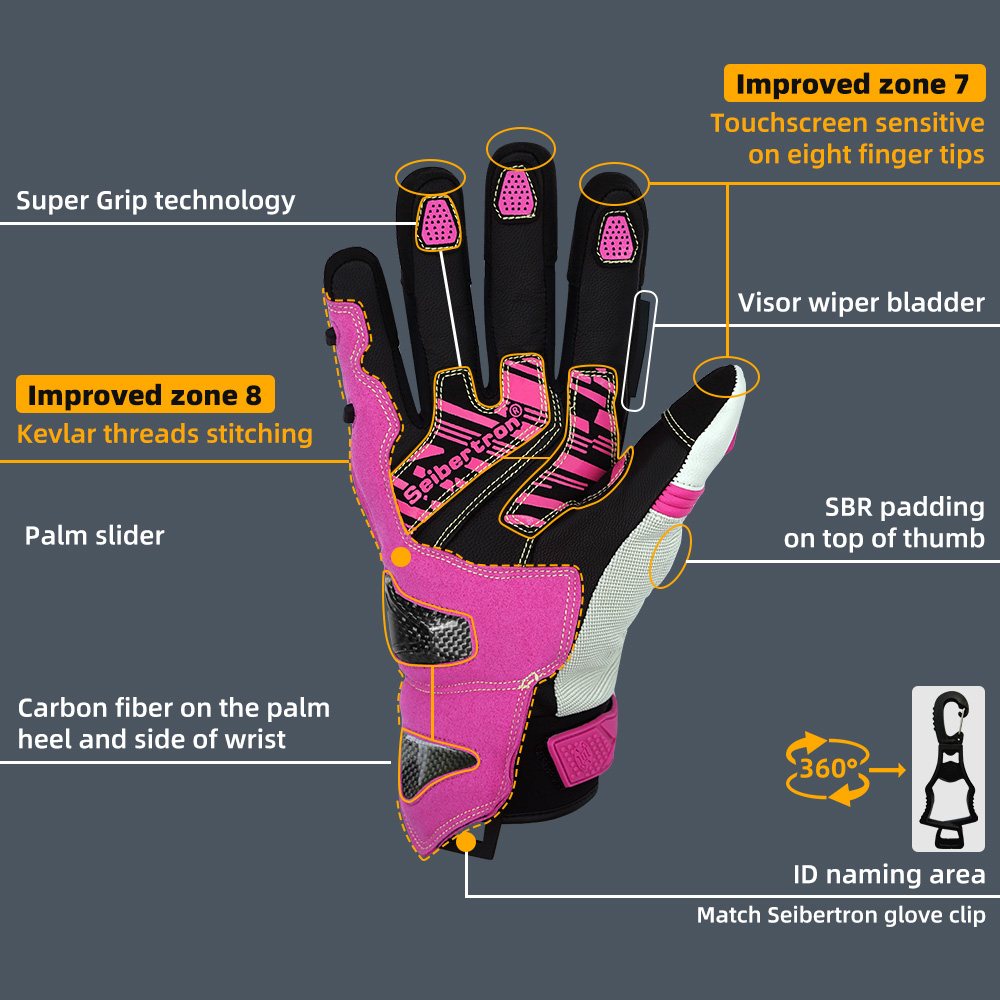 Farbe: Pink | Seibertron SPS-4 Plus 3M Thinsulate Winter-Leder-Motorradhandschuhe Bild 19