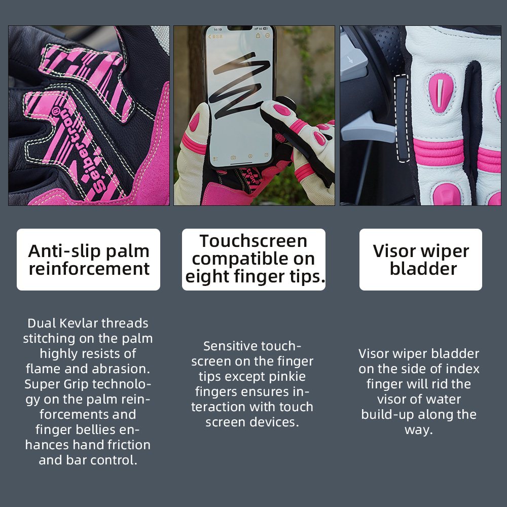 Farbe: Pink | Seibertron SPS-4 Plus 3M Thinsulate Winter-Leder-Motorradhandschuhe Bild 20