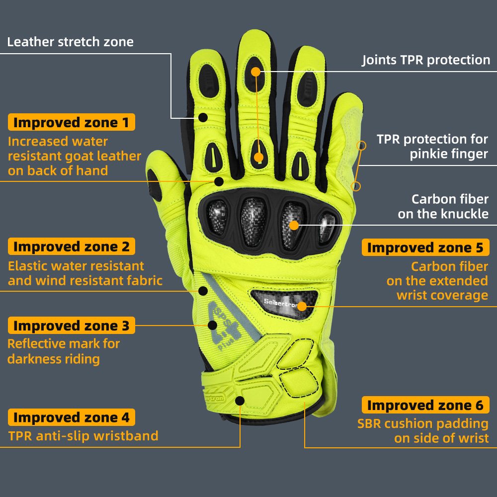 Farbe: Gelb | Seibertron SPS-4 Plus 3M Thinsulate Winter-Leder-Motorradhandschuhe Bild 22