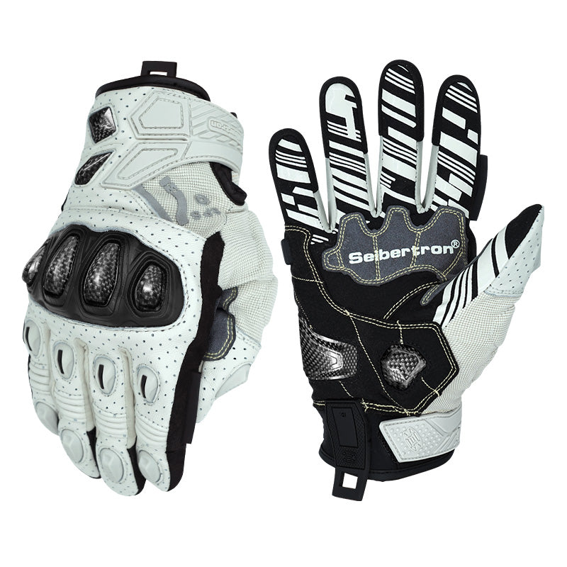 Seibertron SPS-7W wasserdichte Motorradhandschuhe in Weiß