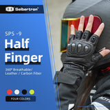 color:Black | Seibertron SPS-9 summer carbon fiber half-finger motorcycle gloves image 01