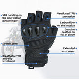 color:Black | Seibertron SPS-9 summer carbon fiber half-finger motorcycle gloves image 02