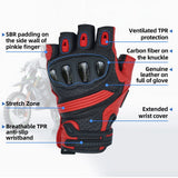 color:Red | Seibertron SPS-9 summer carbon fiber half-finger motorcycle gloves image 07