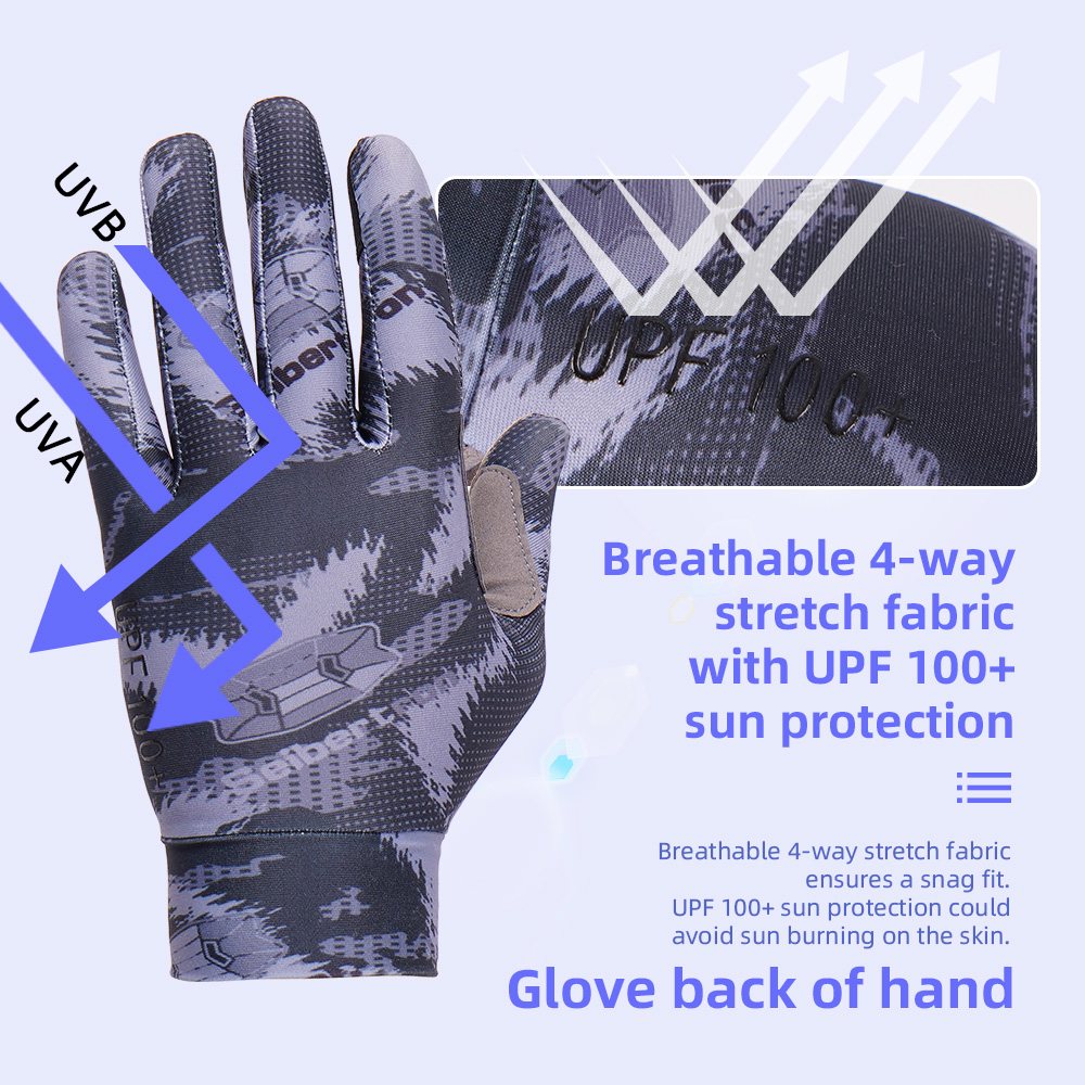 color:Black | Seibertron S.P.S.G-1 UPF100 sun protection touchscreen full finger gloves image 02