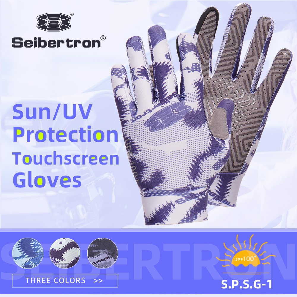 color:Grey | Seibertron S.P.S.G-1 UPF100 sun protection touchscreen full finger gloves image 05