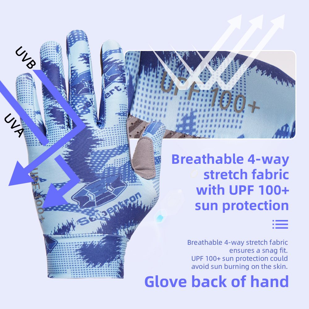 color:Blue | Seibertron S.P.S.G-1 UPF100 sun protection touchscreen full finger gloves image 10