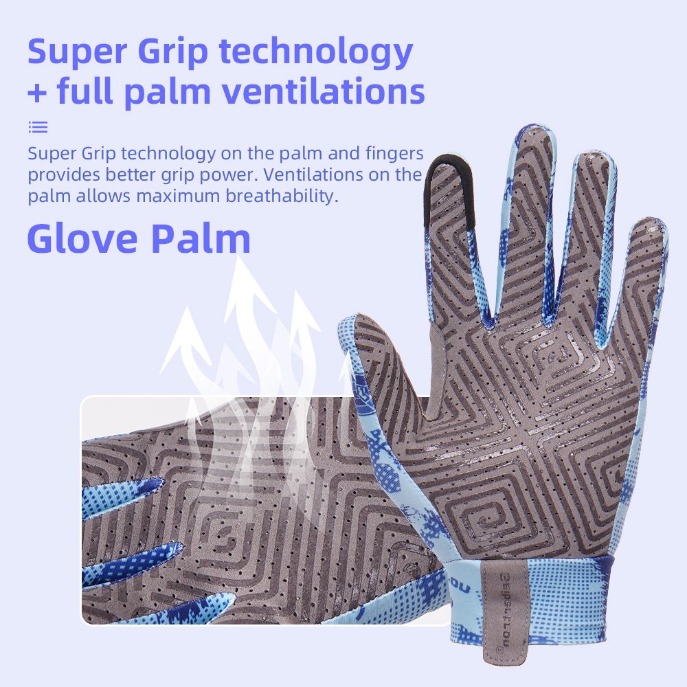 color:Blue | Seibertron S.P.S.G-1 UPF100 sun protection touchscreen full finger gloves image 11