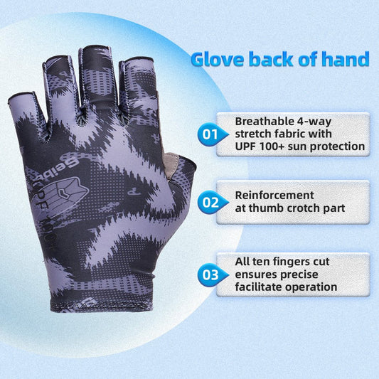 color:Black | Seibertron S.P.S.G-2 UPF100 sun protection fishing gloves image 02