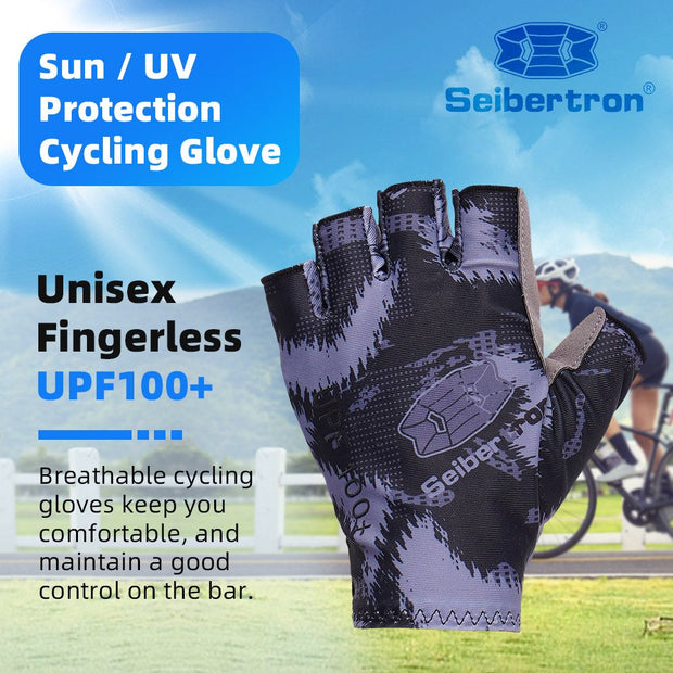 Farbe: Schwarz | Seibertron S.P.S.G-3 UPF100 Sonnenschutz-Fingerhandschuhe für Radsport Bild 01