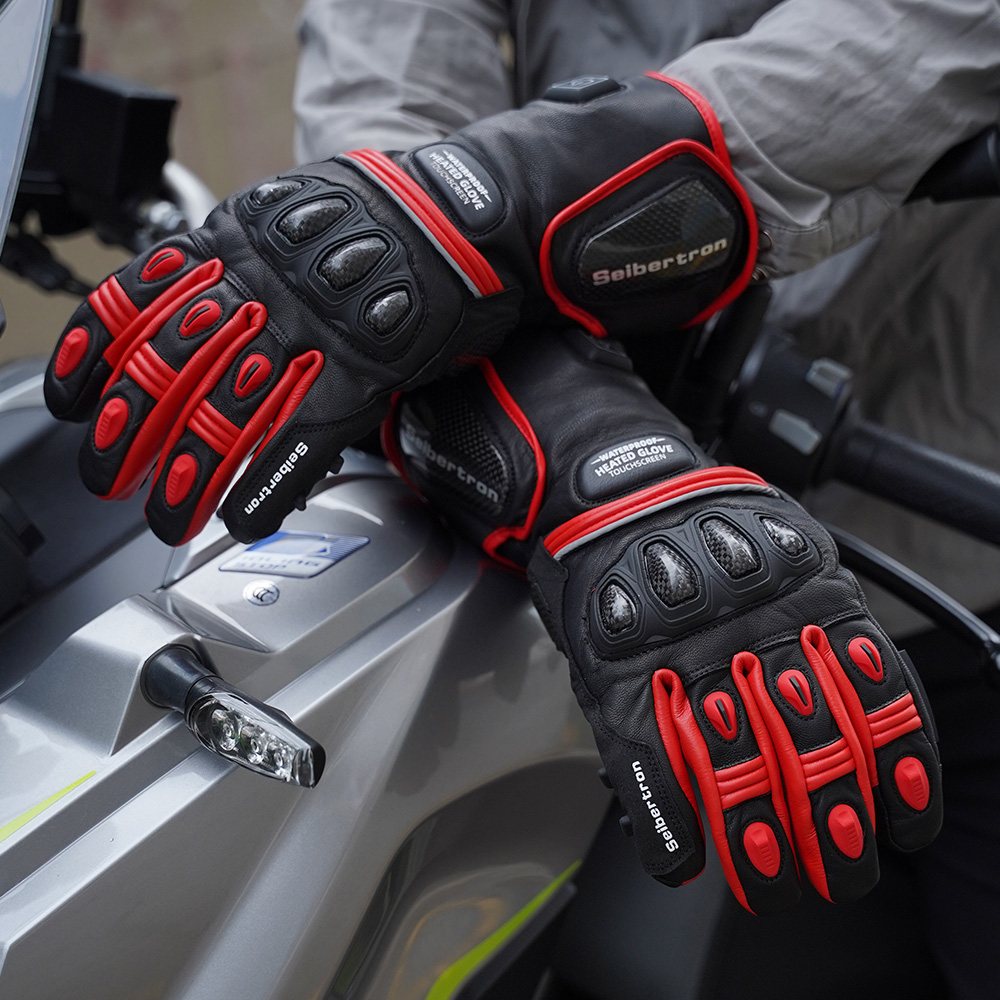 Farbe: Rot | Seibertron Wiederaufladbare beheizte Handschuhe, wasserdichte und winddichte beheizte Handschuhe für den Winter im Freien, Bild 05