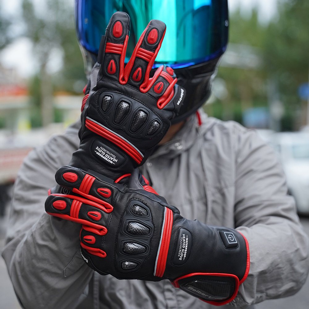 Farbe: Rot | Seibertron Wiederaufladbare beheizte Handschuhe, wasserdichte und winddichte beheizte Handschuhe für den Winter im Freien, Bild 06