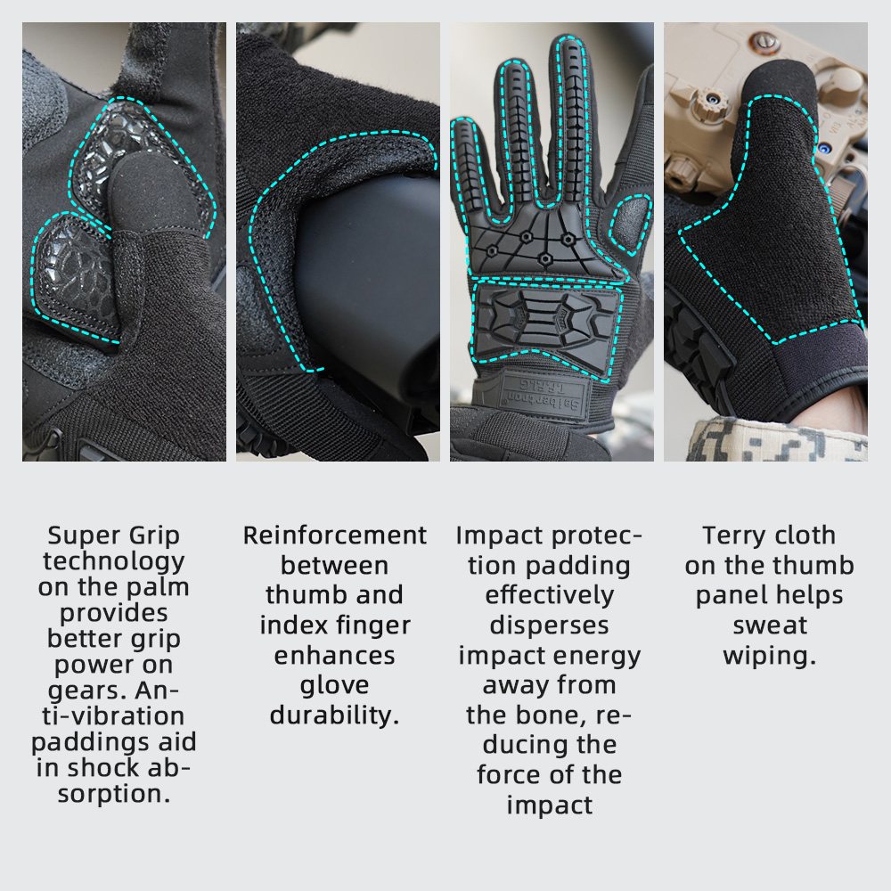 color:Black | Seibertron T.F.F.I.G 2.0 full finger tactical gloves image 05