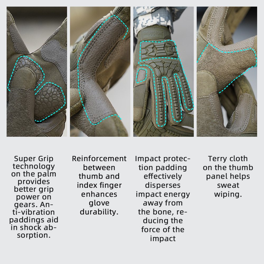 color:Army Green | Seibertron T.F.F.I.G 2.0 full finger tactical gloves image 13
