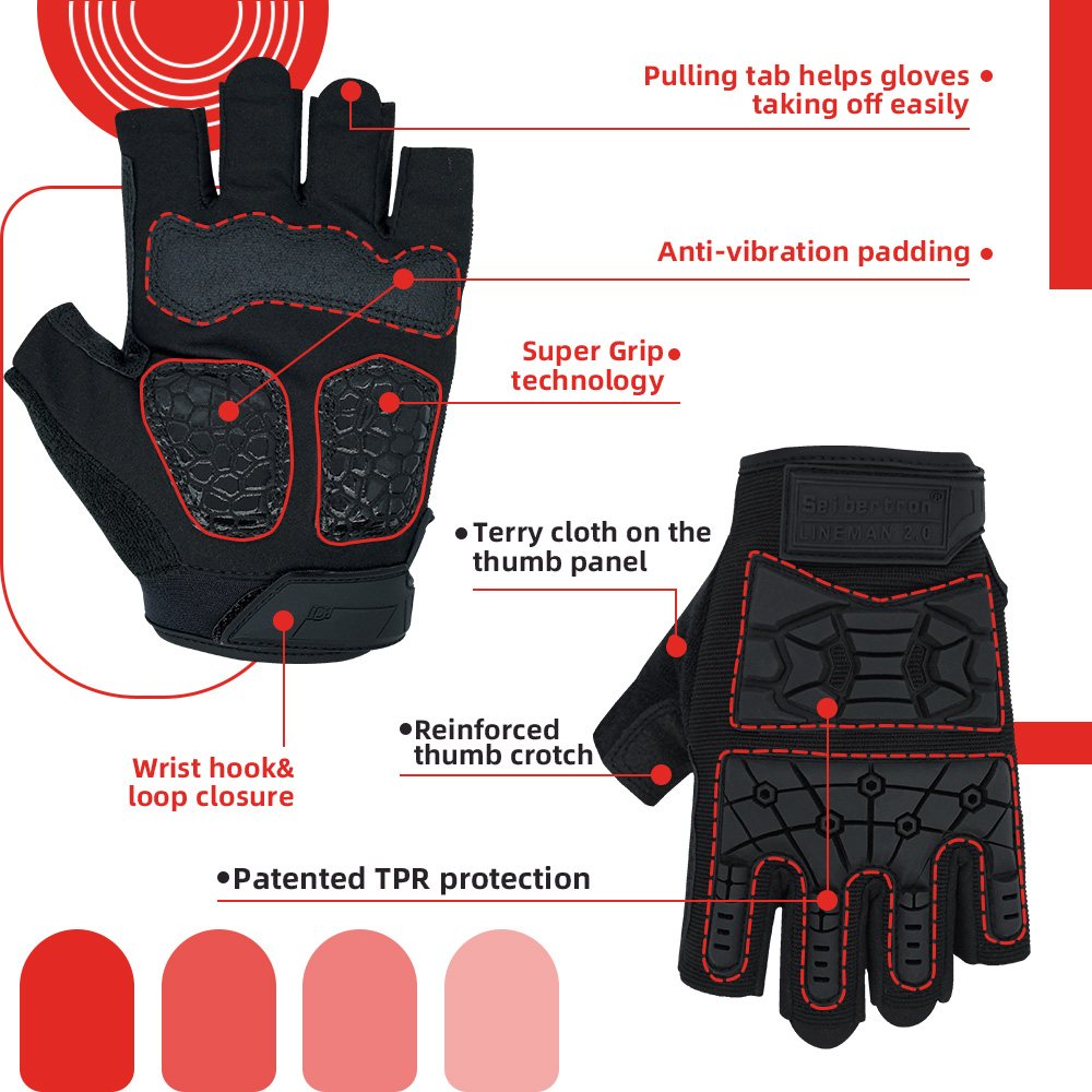 Farbe: Schwarz | Seibertron T.H.F.I.G 2.0 taktische Handschuhe mit halben Fingern Bild 04