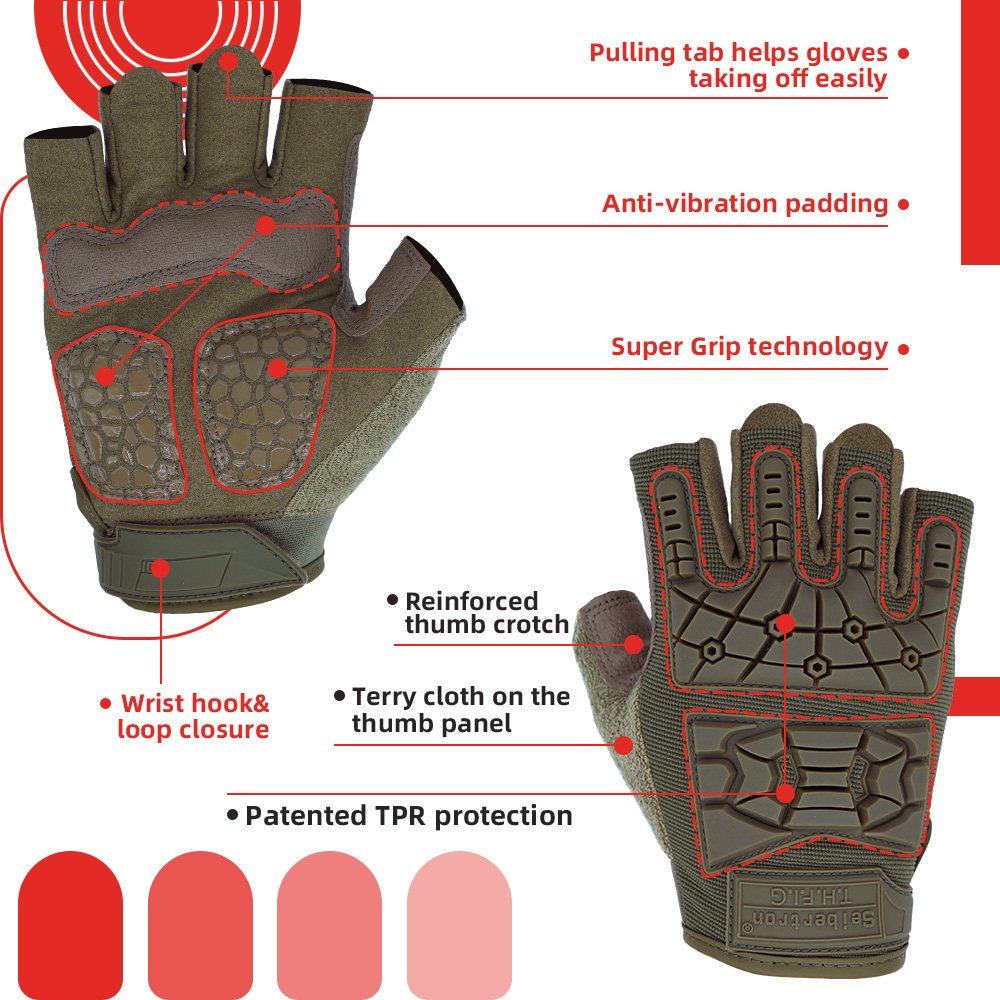 Farbe: Armeegrün | Seibertron T.H.F.I.G 2.0 Halbfinger taktische Handschuhe Bild 12