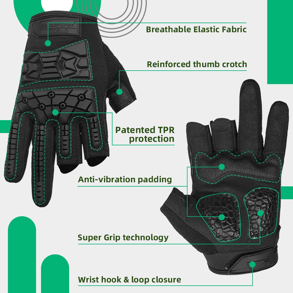 Farbe: Schwarz | Seibertron T.T.F.I.G 2.0 Taktische Handschuhe mit drei Fingern Bild 03
