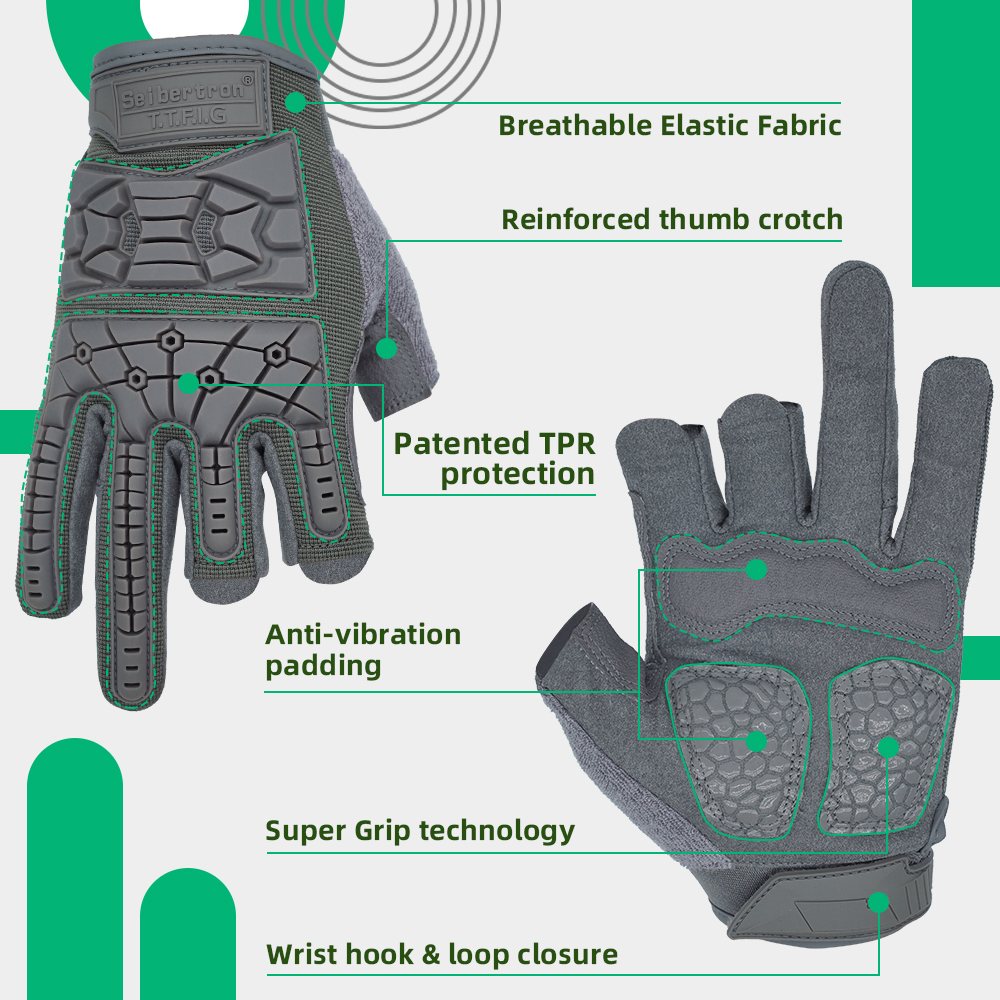 Farbe:Grau | Seibertron T.T.F.I.G 2.0 taktische Handschuhe mit drei fingerlosen Fingern Bild 07