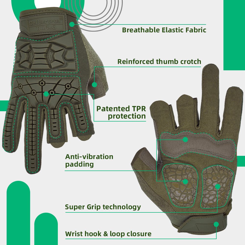 Farbe: Army Green | Seibertron T.T.F.I.G 2.0 taktische Handschuhe mit drei fingerlosen Fingern Bild 11