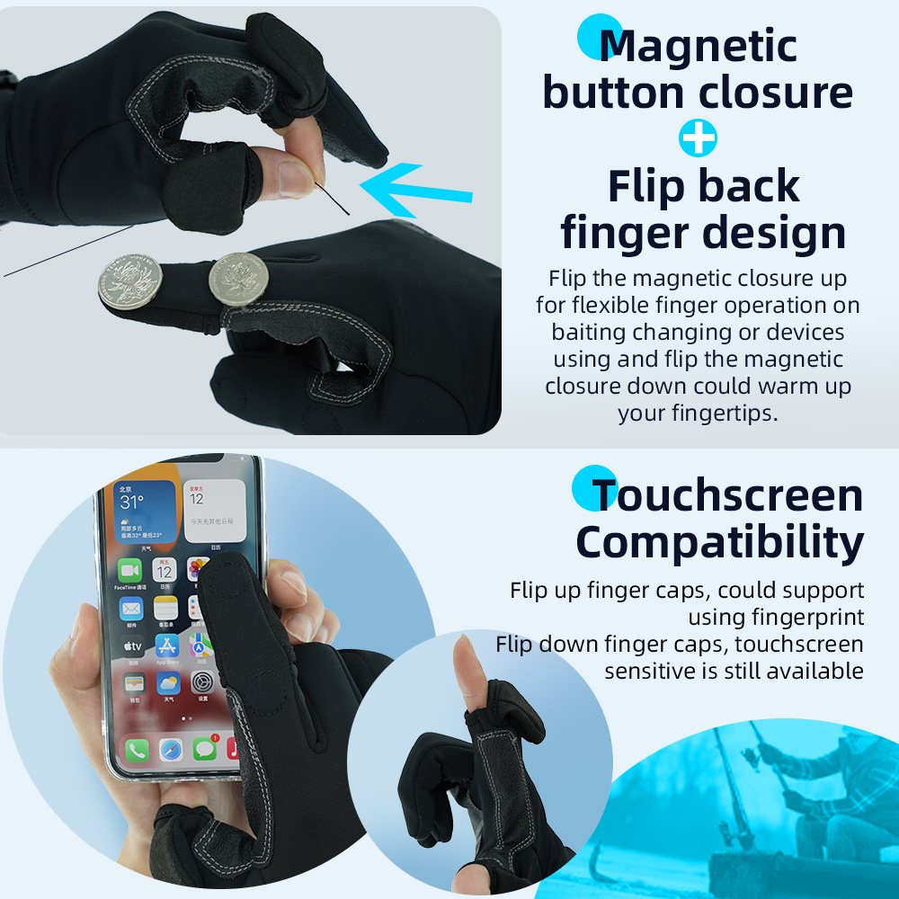 color:all | Seibertron W.G.F.G 2.0 Winter Fishing Gloves wasserabweisende Winter-Fischerhandschuhe mit magnetischer Fingerklappe Bild 04