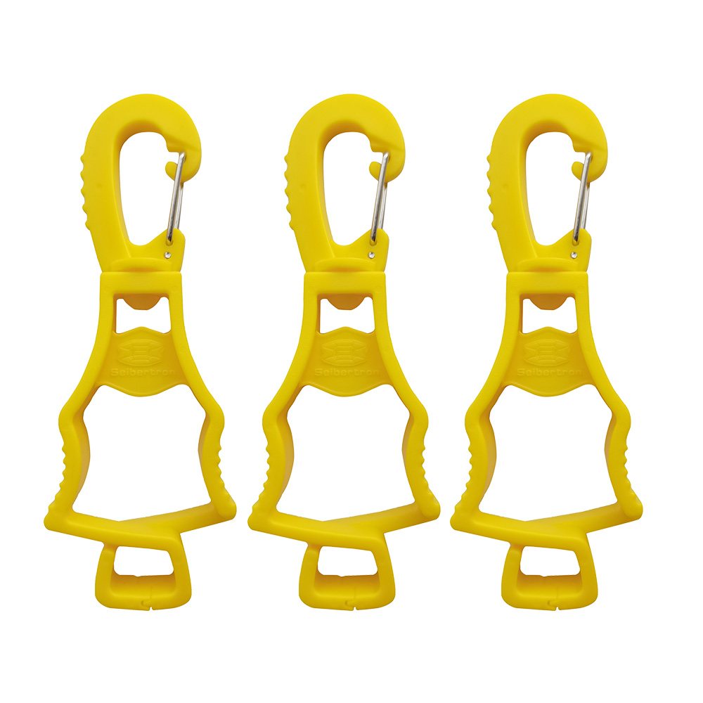 Stil:Gelb 2 Stück | Stil:Gelb 3 Stück | Farbe:Gelb | Seibertron Arbeitshandschuh-Clips gelb Originalbild auf weißem Hintergrund