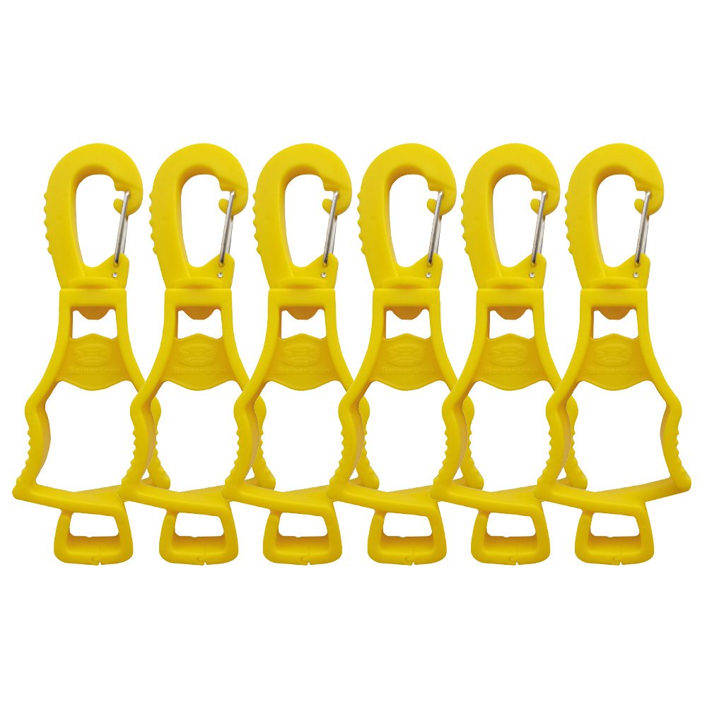 Stil: Gelb 4 Stück | Farbe: Gelb | Seibertron Arbeitshandschuh-Clips gelb Original weißer Hintergrund Bild
