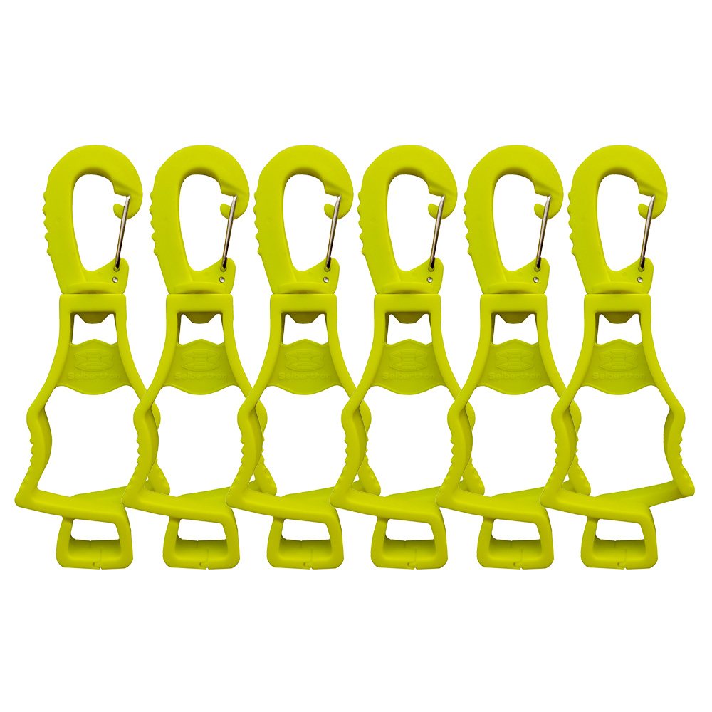 Stil:Neon-Gelb 4 Stück | Farbe:Neon-Gelb | Seibertron Arbeitshandschuh-Clips neon-gelb Original Weißer Hintergrund Bild