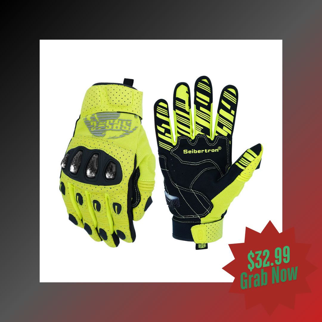 gelbe Leder-Motorradhandschuhe