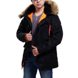 Seibertron Herren N-3B Slim-Fit wasserdichter/wasserabweisender Parka mit abnehmbarem Kunstfellbesatz an der Kapuze - SeibertronApparel602201113390