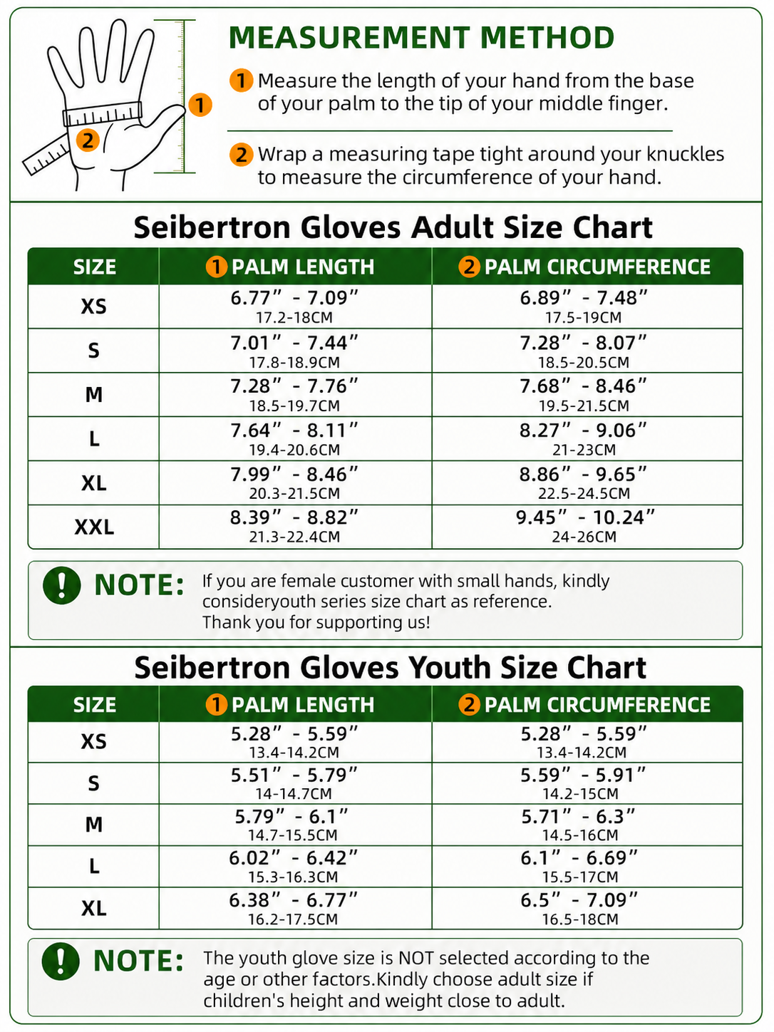 Seibertron S.P.S.G 4 adult and youth full finger sun protection equestrian riding gloves size chart